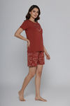 Zivame Knit Cotton Short Set - Burnt Brick — thumbnail 4